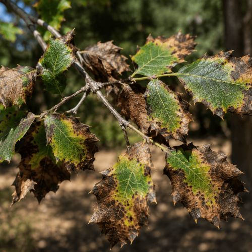 Infected Branch of Coast Live Oak Tree
